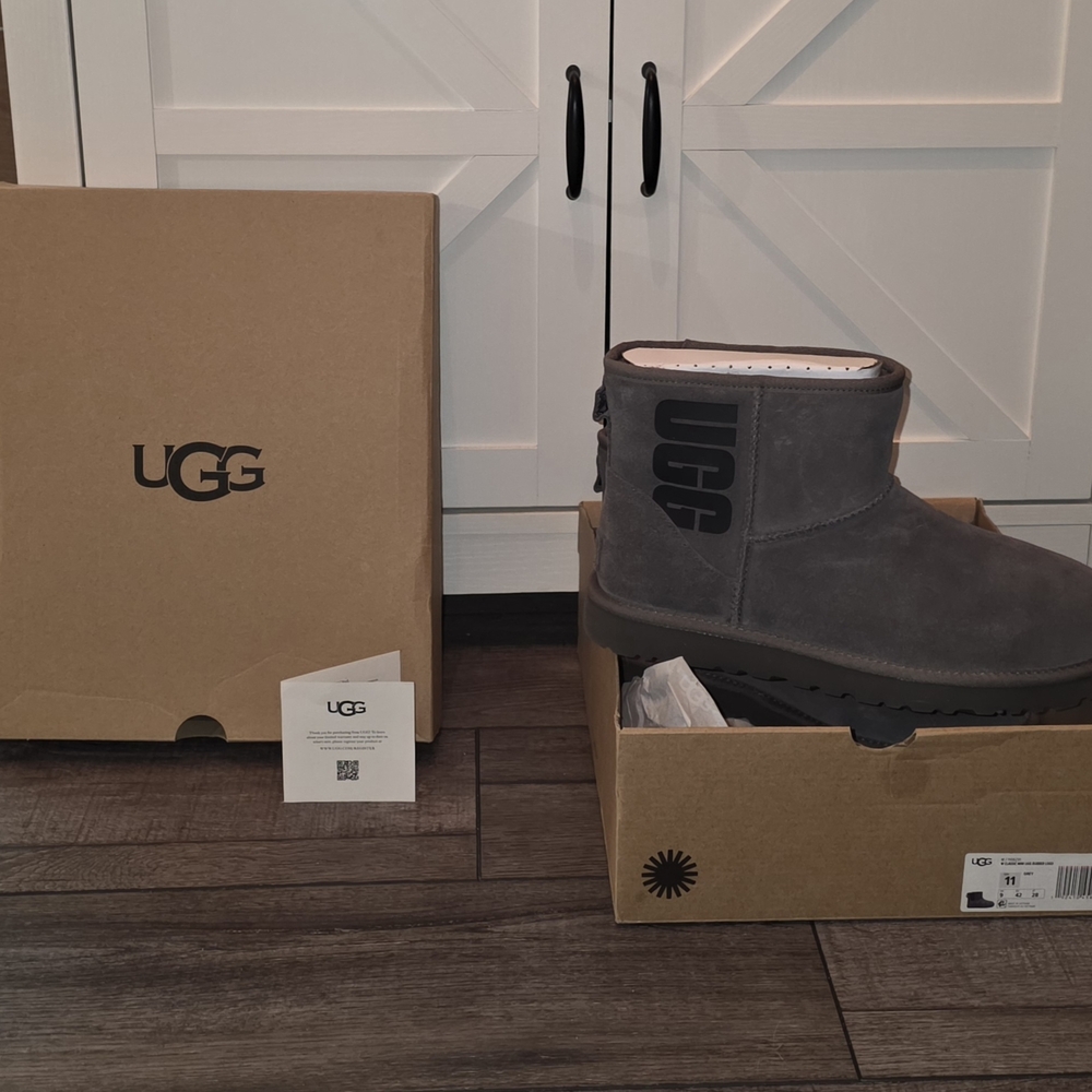 NEW. UGG Gray Classic Short Boots.